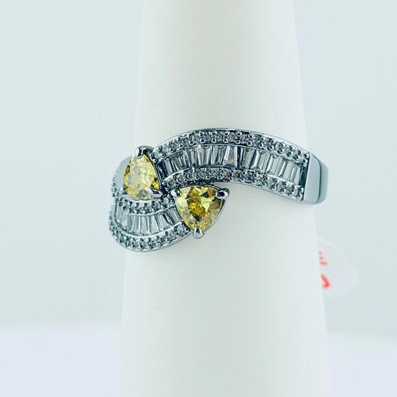 Bomb Party Ring Sz 10  "A Kiss Through Haze" Yellow Topaz on Hematite RG12995 - Picture 5 of 7